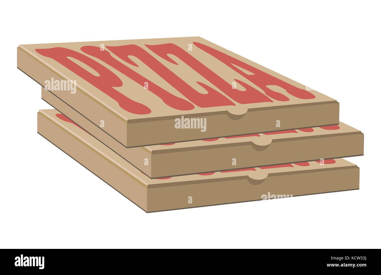 Vektor Design von drei Boxen für Pizza. Box mit layout Elemente. craft Papier Pappe und Zeichen Abbildung Stock Vektor