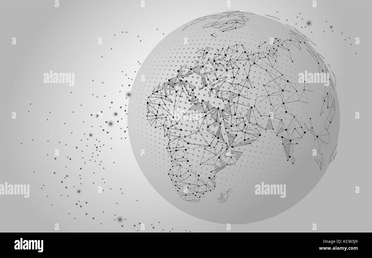 Welt Karte Punkt, Linie, Zusammensetzung, die für die globalen, weltweiten Netzwerk Verbindung, internationale Bedeutung. Vector Illustration weiß schwarz Stock Vektor