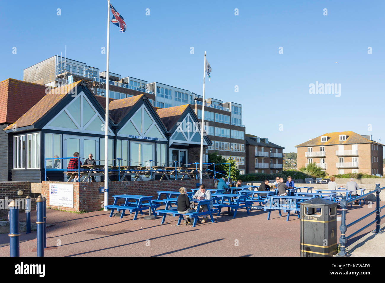 Hythe Bay Seafood Restaurant & Bar, Marine Parade, Hythe, Kent, England, Vereinigtes Königreich Stockfoto