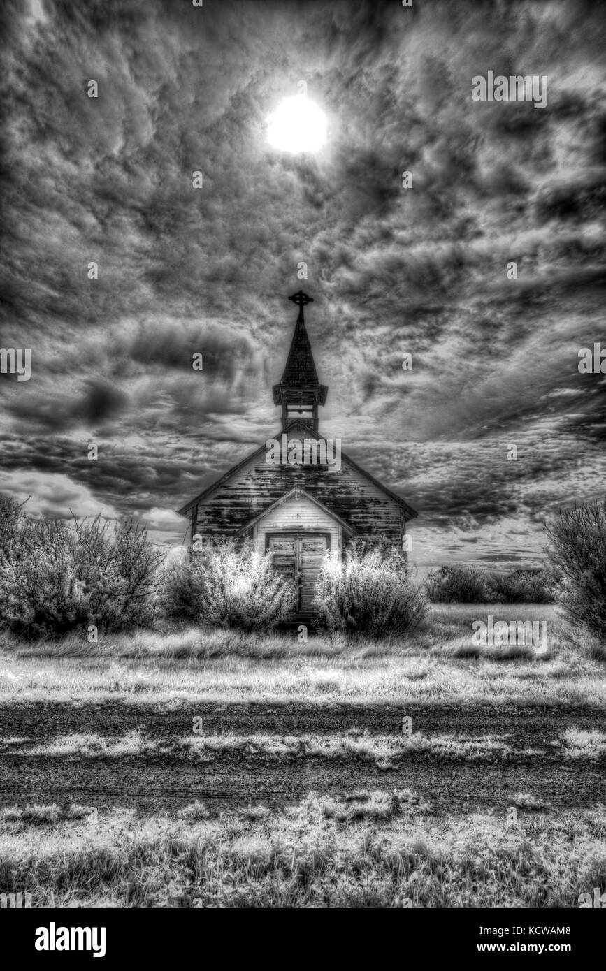 Alte Kirche, Saskatchewan, Kanada Stockfoto