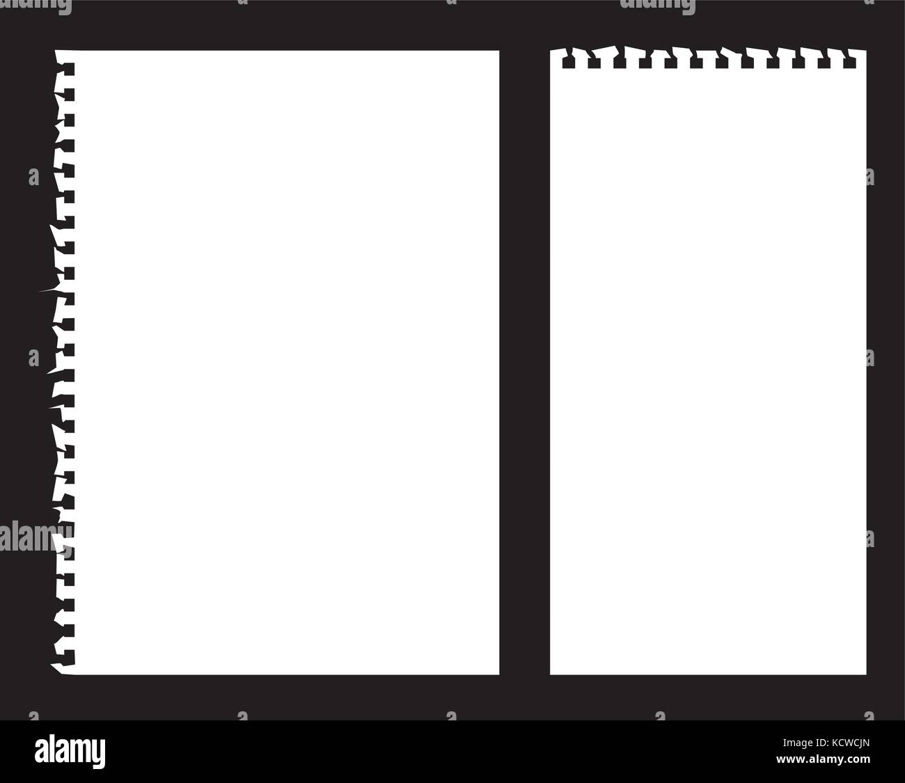 Zerrissene Notiz Buch Papier Vektoren auf schwarzem Hintergrund Stock Vektor