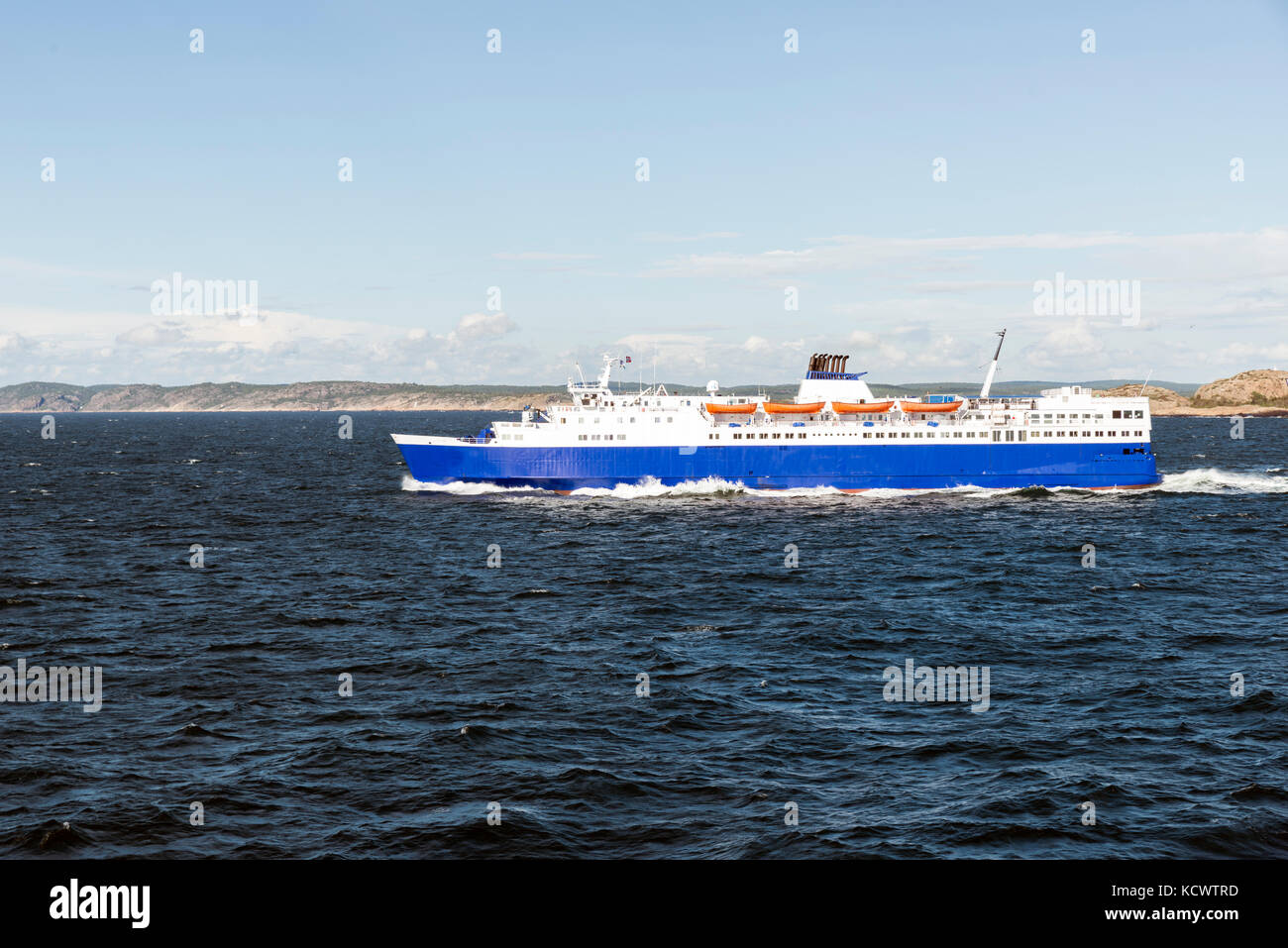 Fähre zwischen Schweden en Norwegen auf offener See Stockfoto