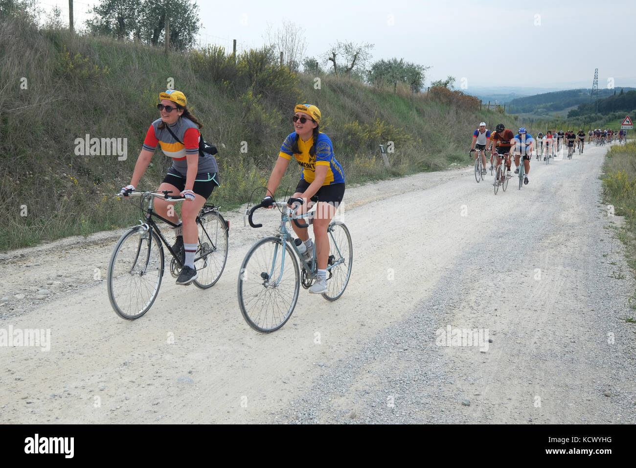 Granfondo Eroica Radrennen Gaiole in Chianti, Toskana, Italien Stockfoto