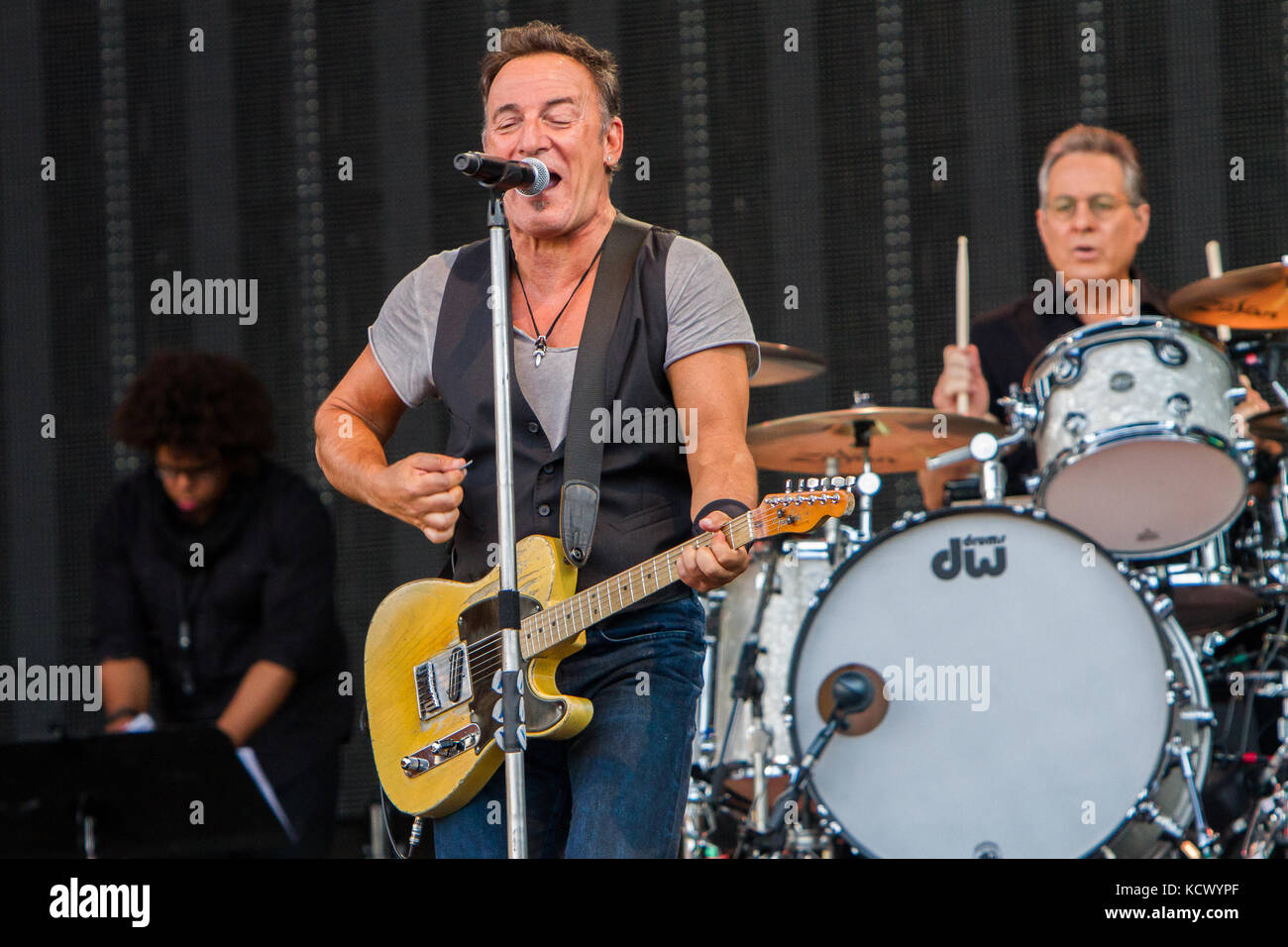 Zurich Schweiz. 09. Juli 2012. Bruce Springsteen führt live auf der Bühne im Stadion Letzigrund während der 'Wrencking Ball Tour" Stockfoto