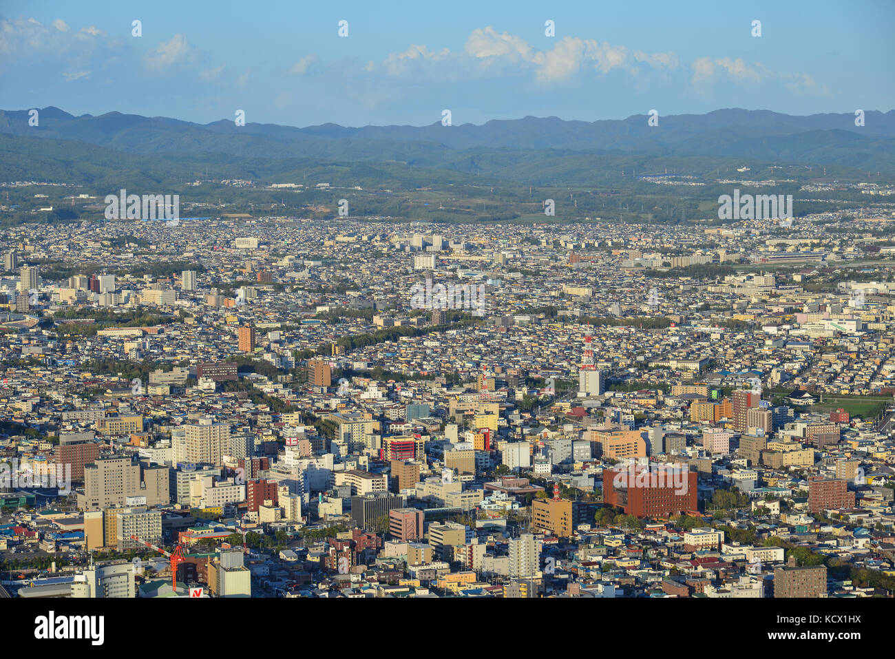 Hokkaido, Japan - Sep 30, 2017 Luftbild der Stadt Hakodate in Hokkaido, Japan hakodate ist jetzt der drittgrößte in Hokkaido nach Sapporo und Asahi Stockfoto