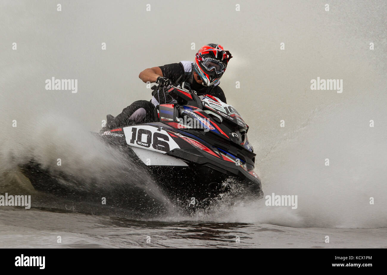 Jet Ski Rennen in der Britischen Meisterschaft an JSRA Avos, Preston, Großbritannien Stockfoto