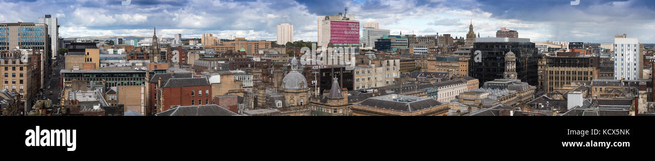 Panoramablick auf das Stadtzentrum von Glasgow aus dem Leuchtturm genommen Stockfoto