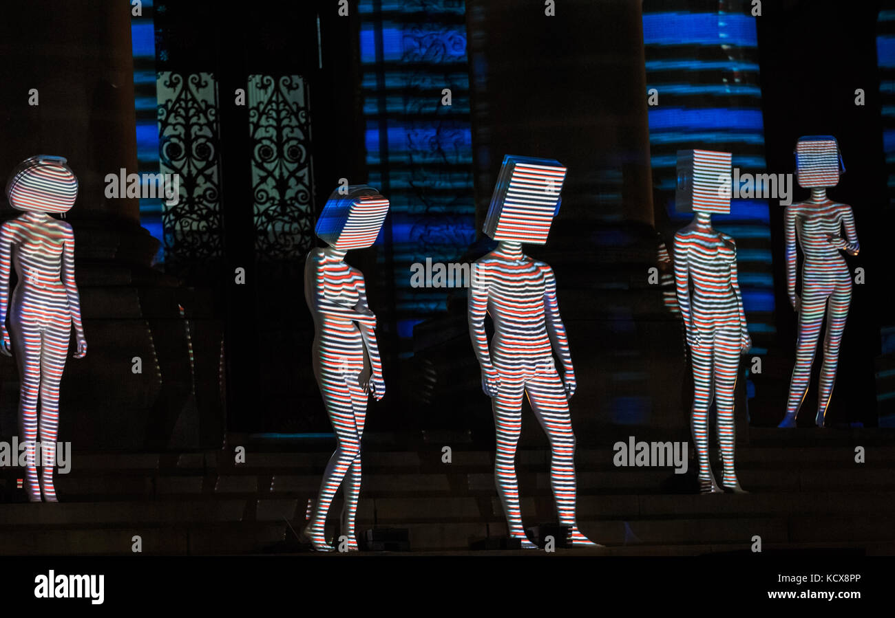 6 Oct 2017, Leeds, Nachtlicht, eine magische Feier von Licht und Farbe, die das 13. Jahr der Licht Nacht Leeds. Stockfoto