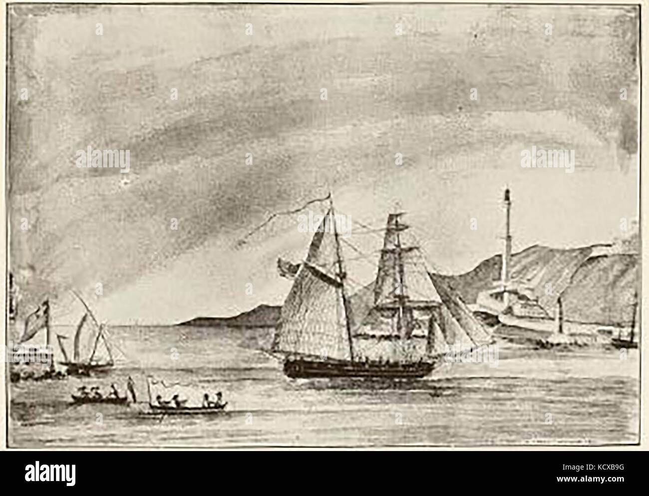 1816 - Die 191 tonne Schooner-Brig oder 'Zwitter' Cleopatras Barge in Genua Hafen - an der Salem USA Gebaut für George Crowninshield Stockfoto
