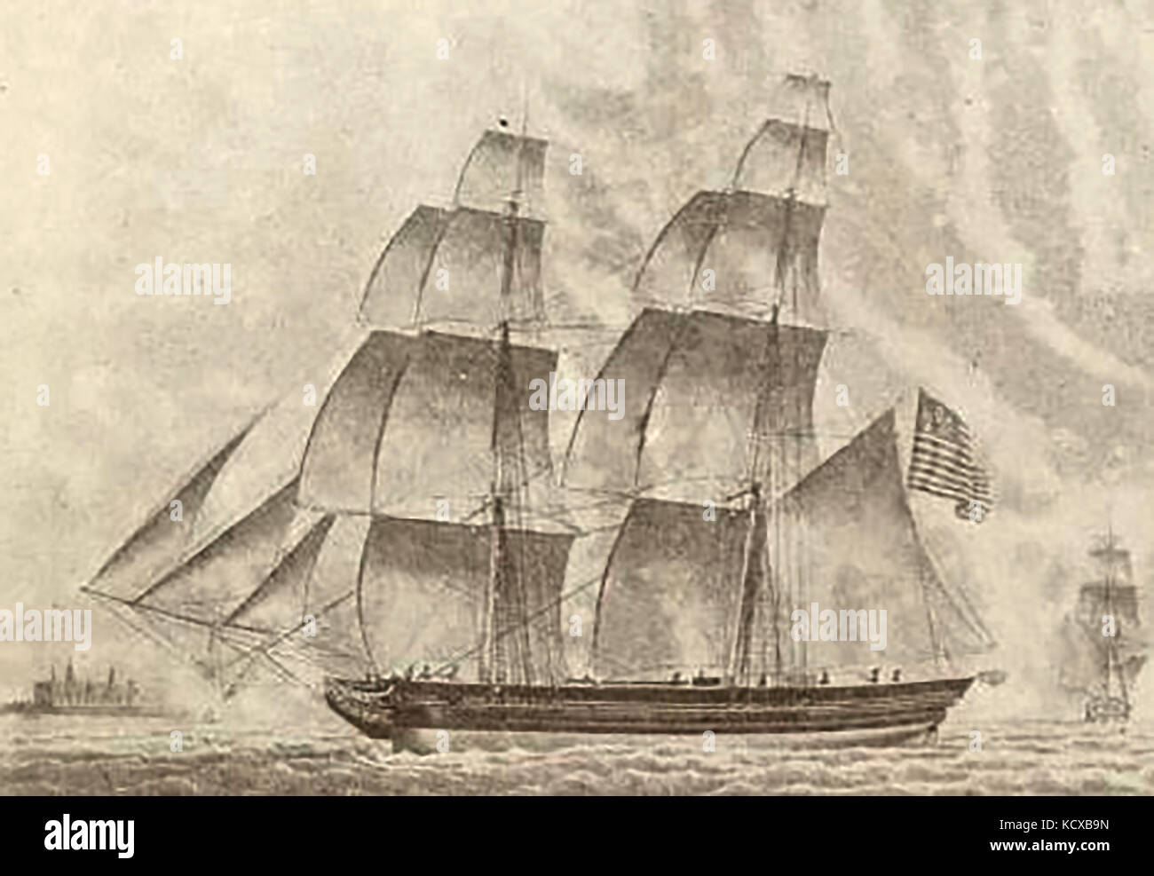 1825 - Die 205 Tonnen schwere Schiff CENTURION aus Salem USA - Gebaut 1822 in Haverhill USA Stockfoto