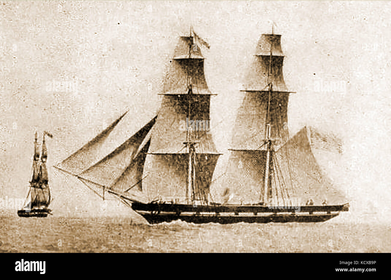1826 - Die USA 196 tonne Brig CAMBRIAN bei Salem 1818 erbaut Stockfoto