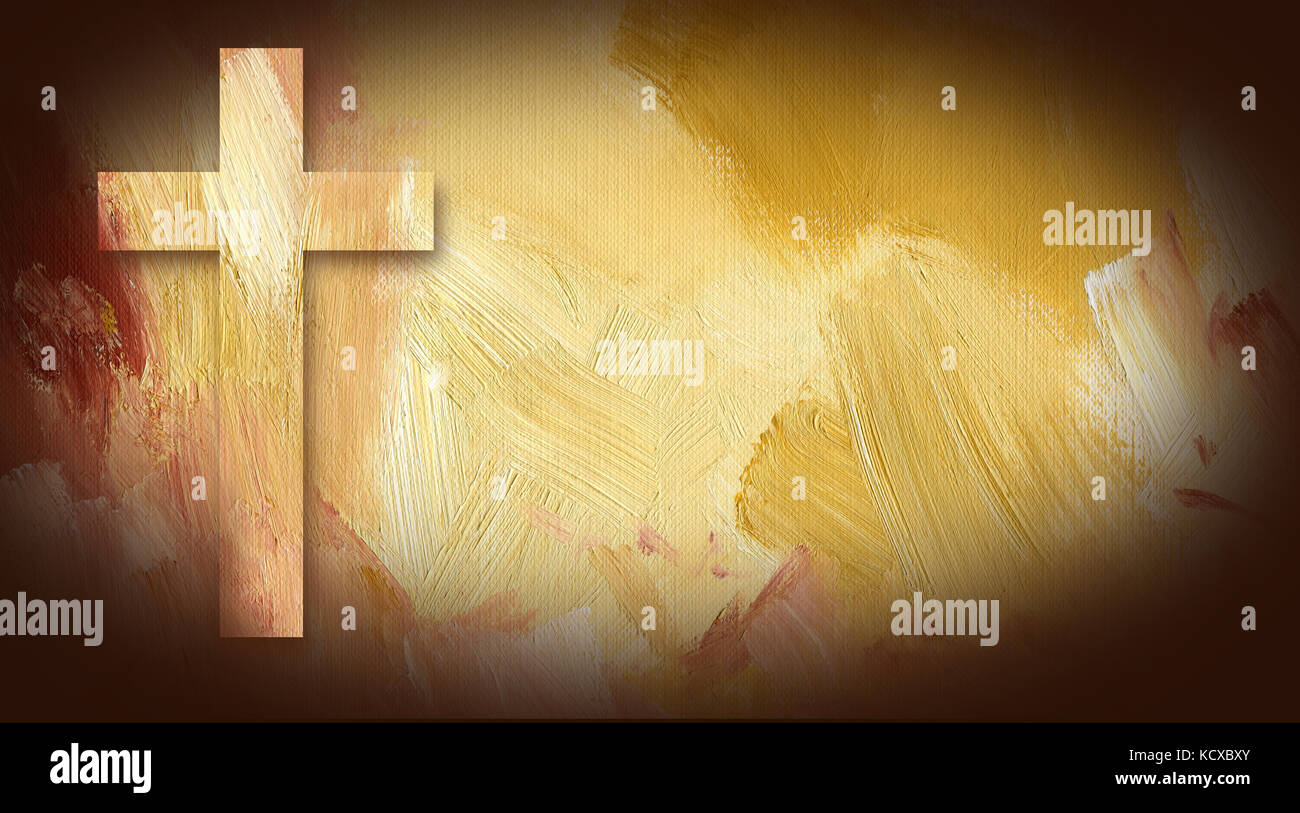 Digitale grafische Darstellung des Kreuzes Jesu Christi, die auf strukturierte Öl gemalten Hintergrund. einfache Darstellung der ultimative die Liebe und das Opfer. Stockfoto