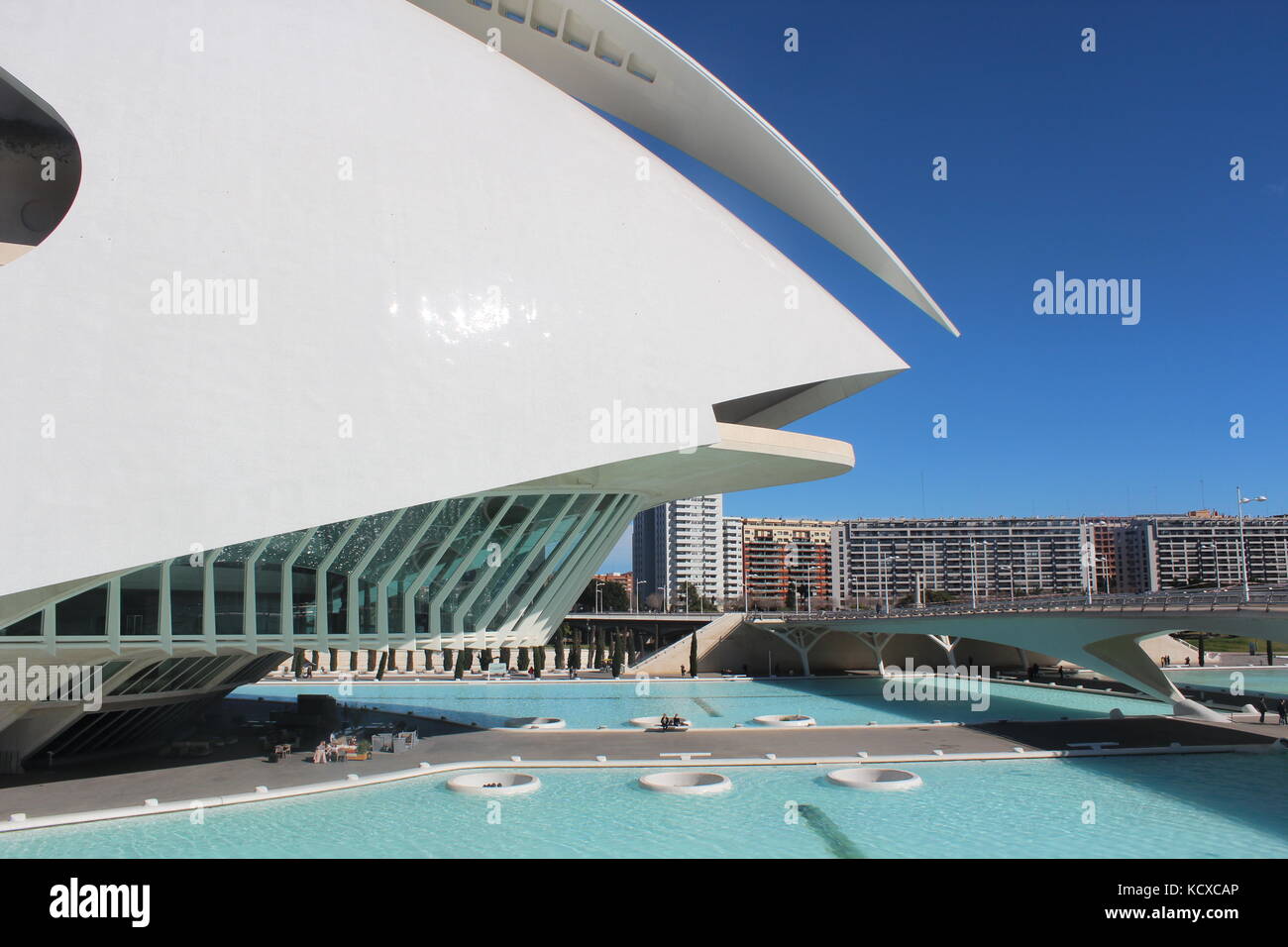 Ciudad de las Artes y las Ciencias. Der Science Park in Valencia, entworfen von Calatrava. Stockfoto