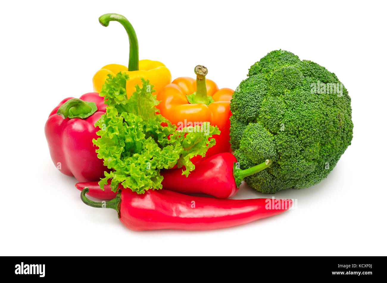 Kollektion frisches Gemüse isoliert auf weiss Stockfoto