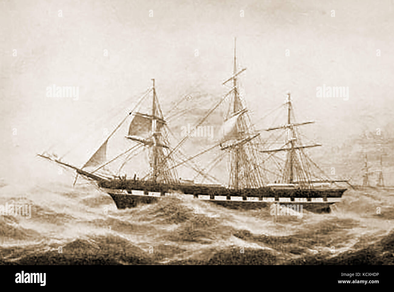 Die US-Schiff kastilischen in Newbury Port USA von 1849 von John Currier Stockfoto
