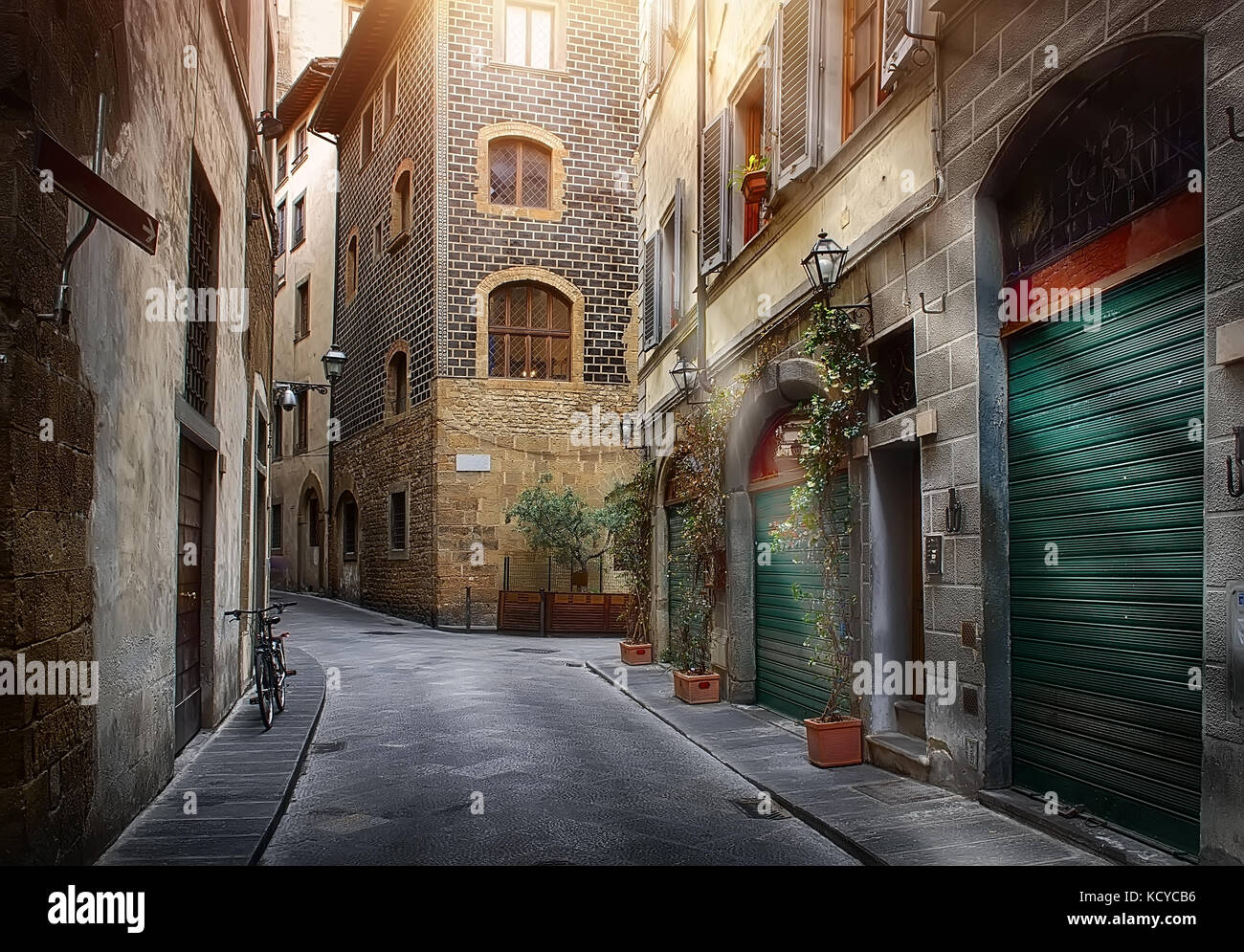 Schmale Straße von Florenz, Italien Stockfoto