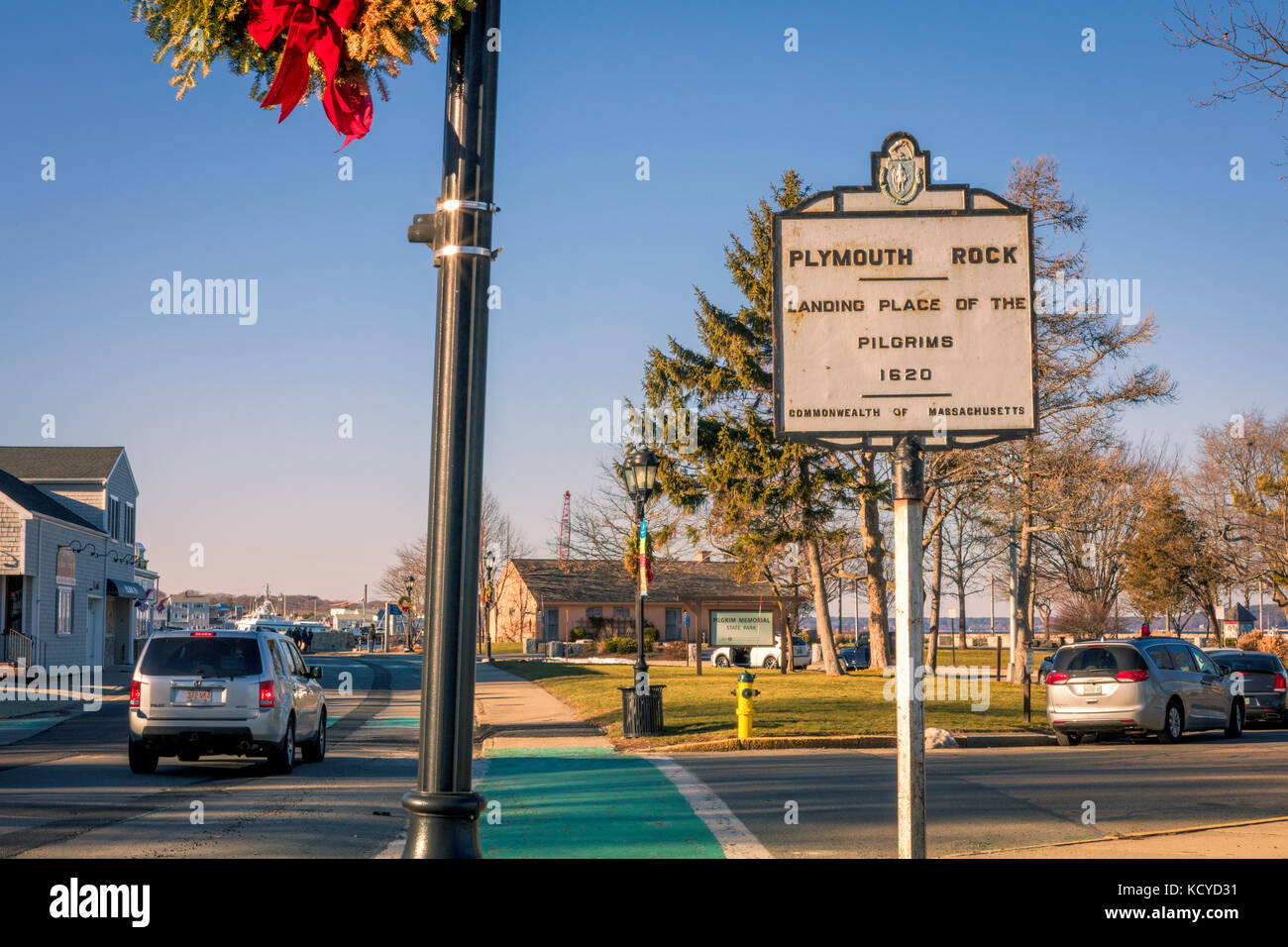 Am Plymouth Rock in Plymouth Massachusetts landeten 1620 die Pilger. Stockfoto