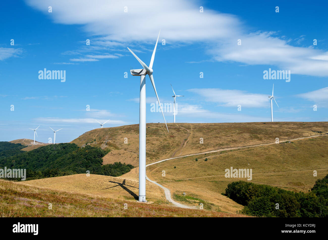Windpark Turbinen Stockfoto