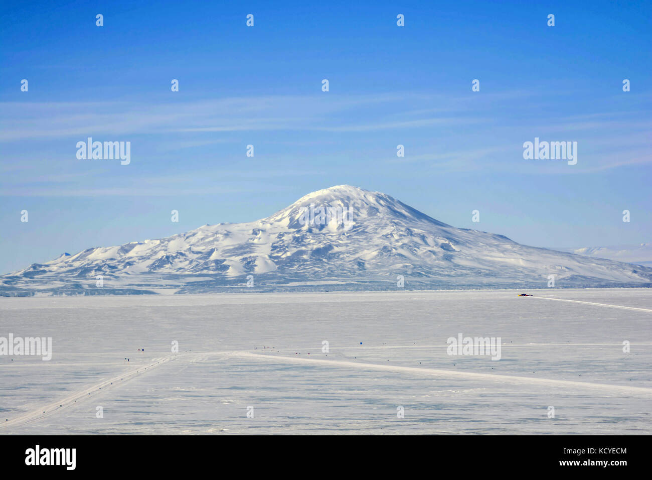 Mt erebus Ross Island Antarktis während des langen Tages. Stockfoto Mt erebus Ross Island Antarktis während des langen Tages. Stockfoto
