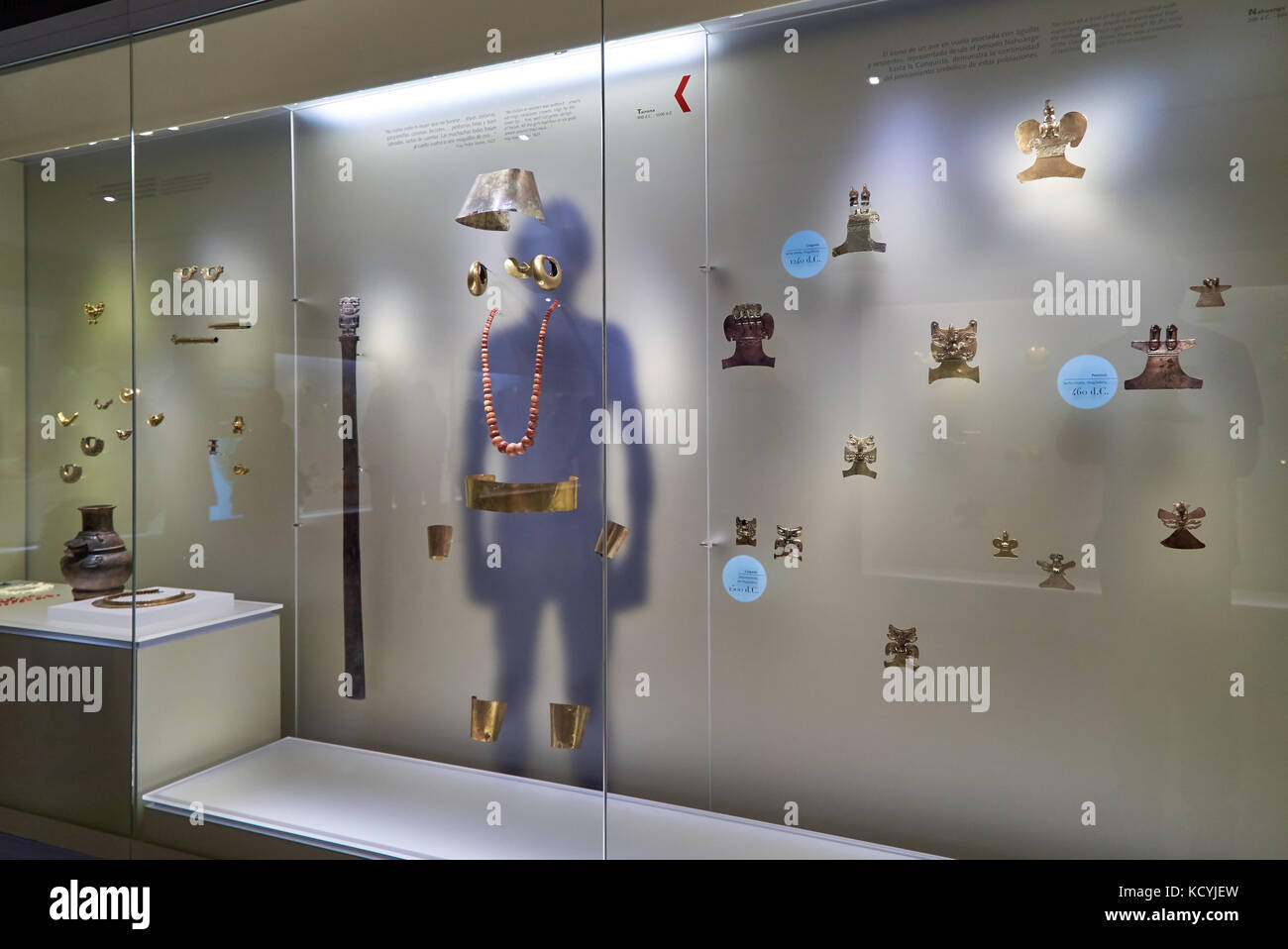 Stücke der Ausstellung in Gold Museum oder das Museo del Oro, Bogota, Kolumbien, Südamerika Stockfoto