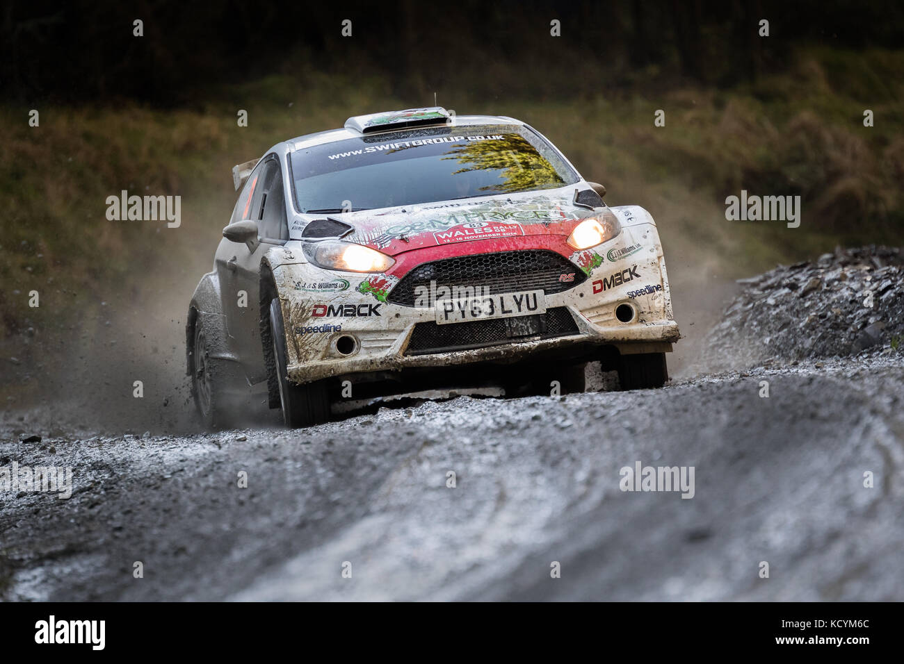 Osian Pryce auf das Wales World Rally Championship (WRC) Rallye GB Wales, Großbritannien Stockfoto