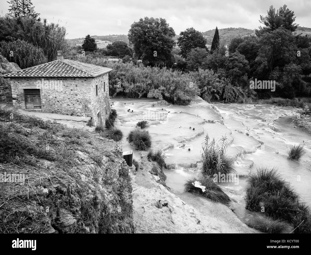 Natural Spa mit Wasserfällen in Saturnia, Toskana, Italien. Stockfoto