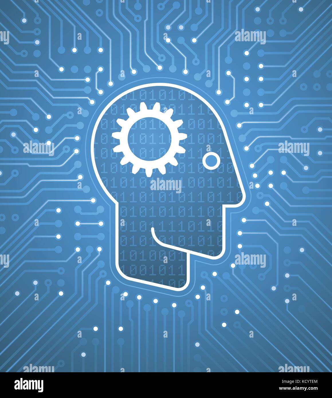 Brain Computer Interface - kybernetische Verstand Stock Vektor