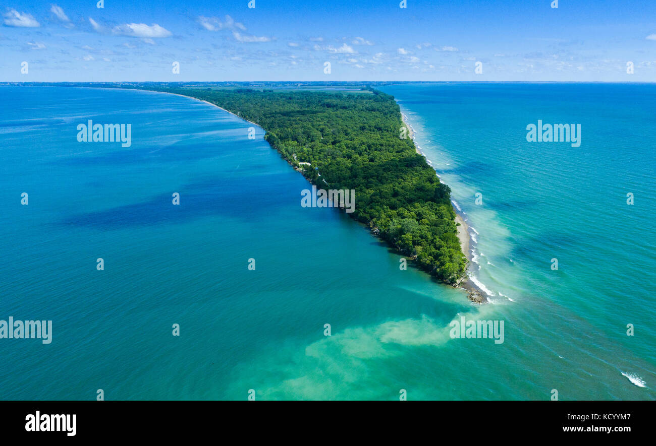 Antenne für Point Pelee National Park ist ein Nationalpark in Essex County im Südwesten von Ontario, Kanada am Erie See Stockfoto