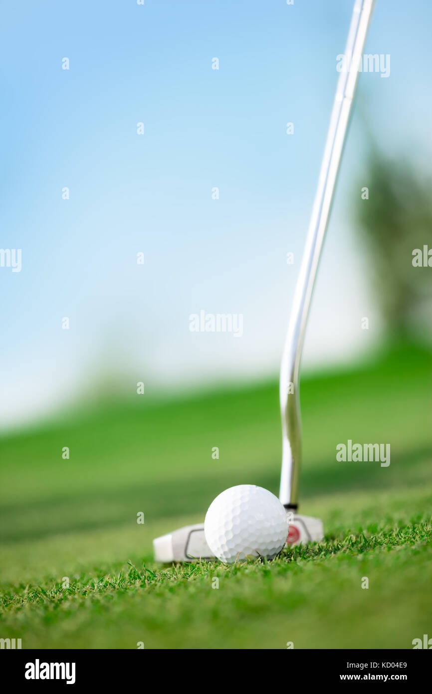 Ein Golf Club mit Golfball auf einem Golfplatz Stockfoto