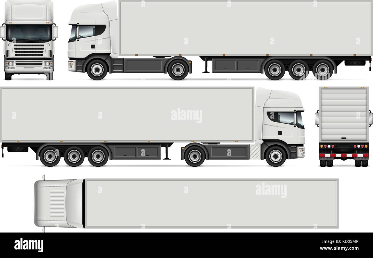Sattelschlepper vektor Mock-up für Auto Branding und Werbung. cargo Fahrzeug auf Weiß gesetzt. alle Schichten und Gruppen sowie die einfache Bearbeitung organisiert Stock Vektor
