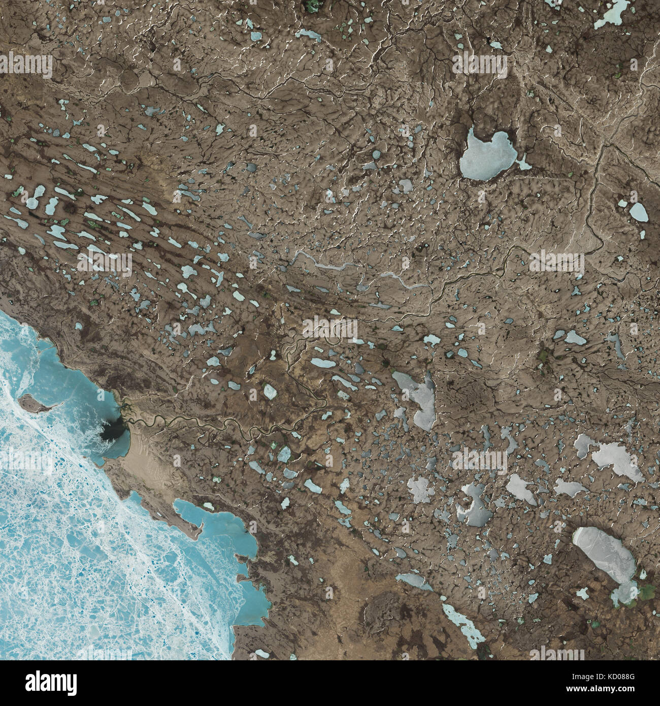 Die Landschaft von Kanada's Victoria Island zeigt eine lange Geschichte der Eiszeit. Stockfoto