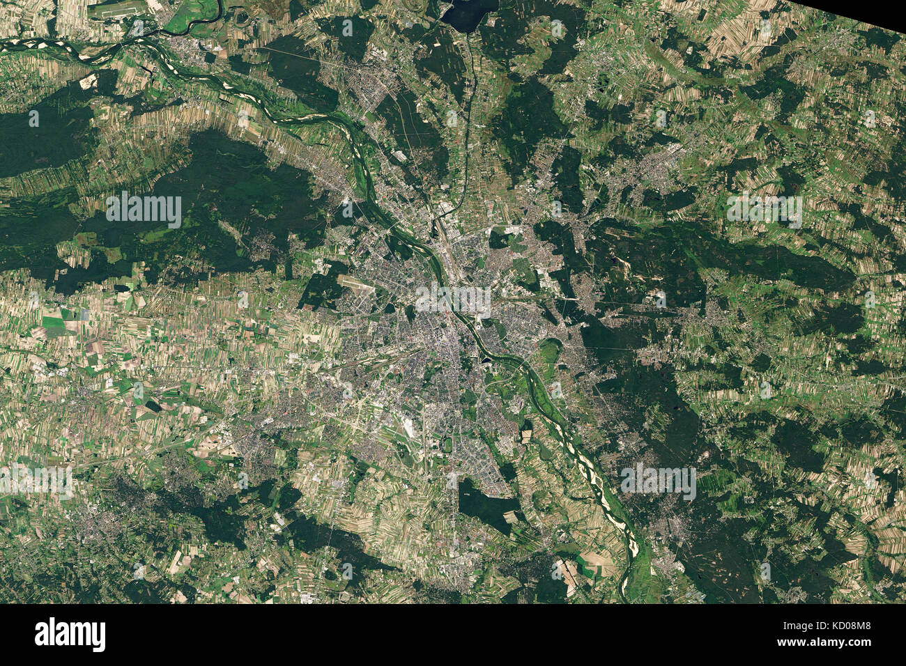 Satellitenansicht von Warschau, Polen Stockfoto