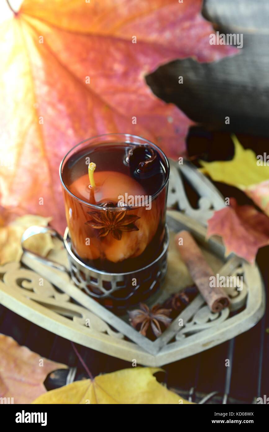 Heißes Getränk und Hagebutten, аpple, Anis und Zimt Stockfoto