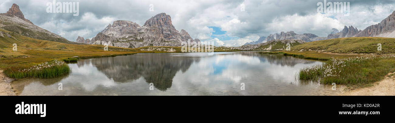 Lago dei piani an den Drei Zinnen Hütte, Sextner Dolomiten, Südtirol, Trentino - Südtirol, Alto-Adige, Italien Stockfoto