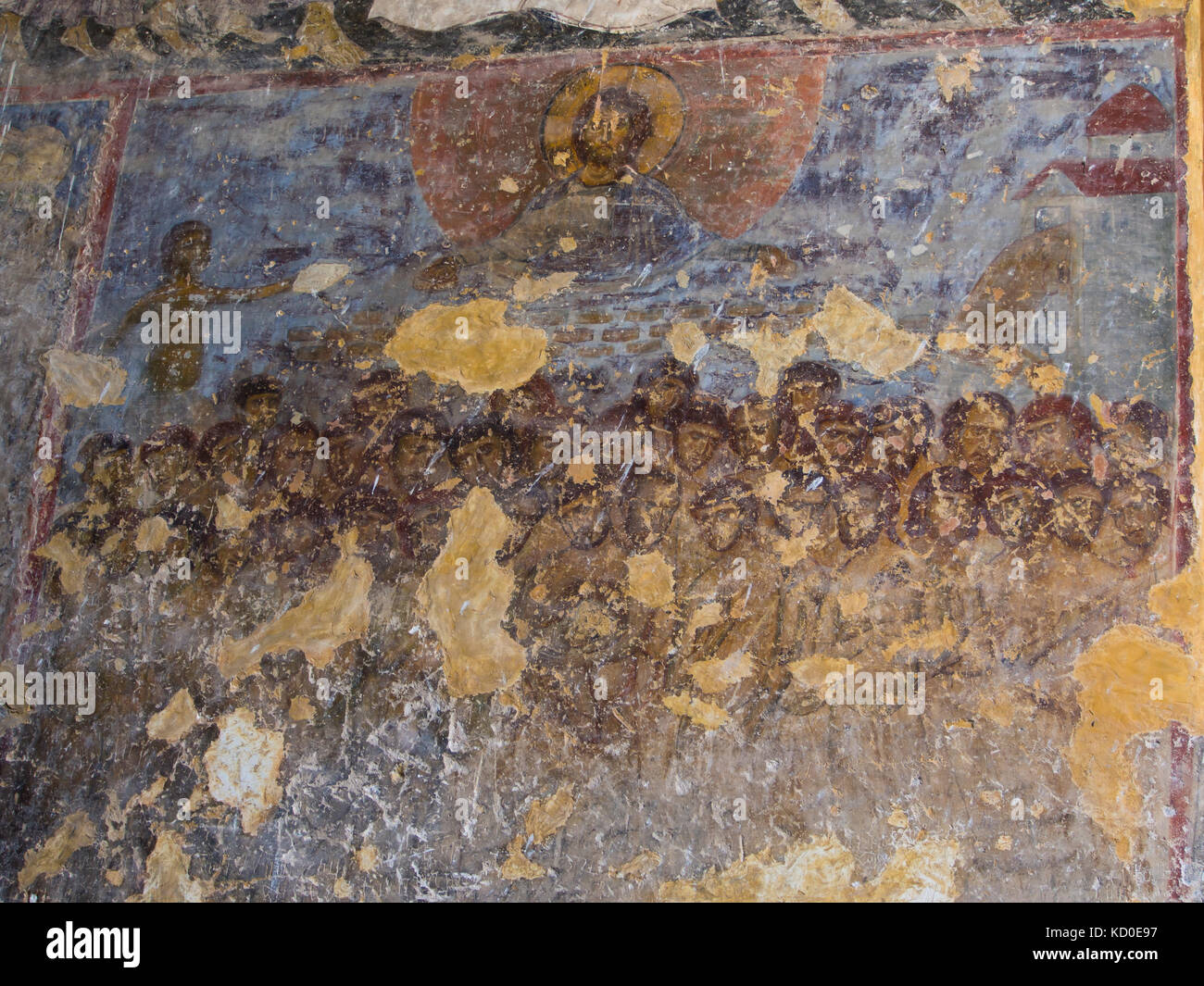 Die höhle Klosteranlage von Georgien Vardzia im Süden, Blick auf die bunten religiösen Fresken in Höhle Kirche Stockfoto