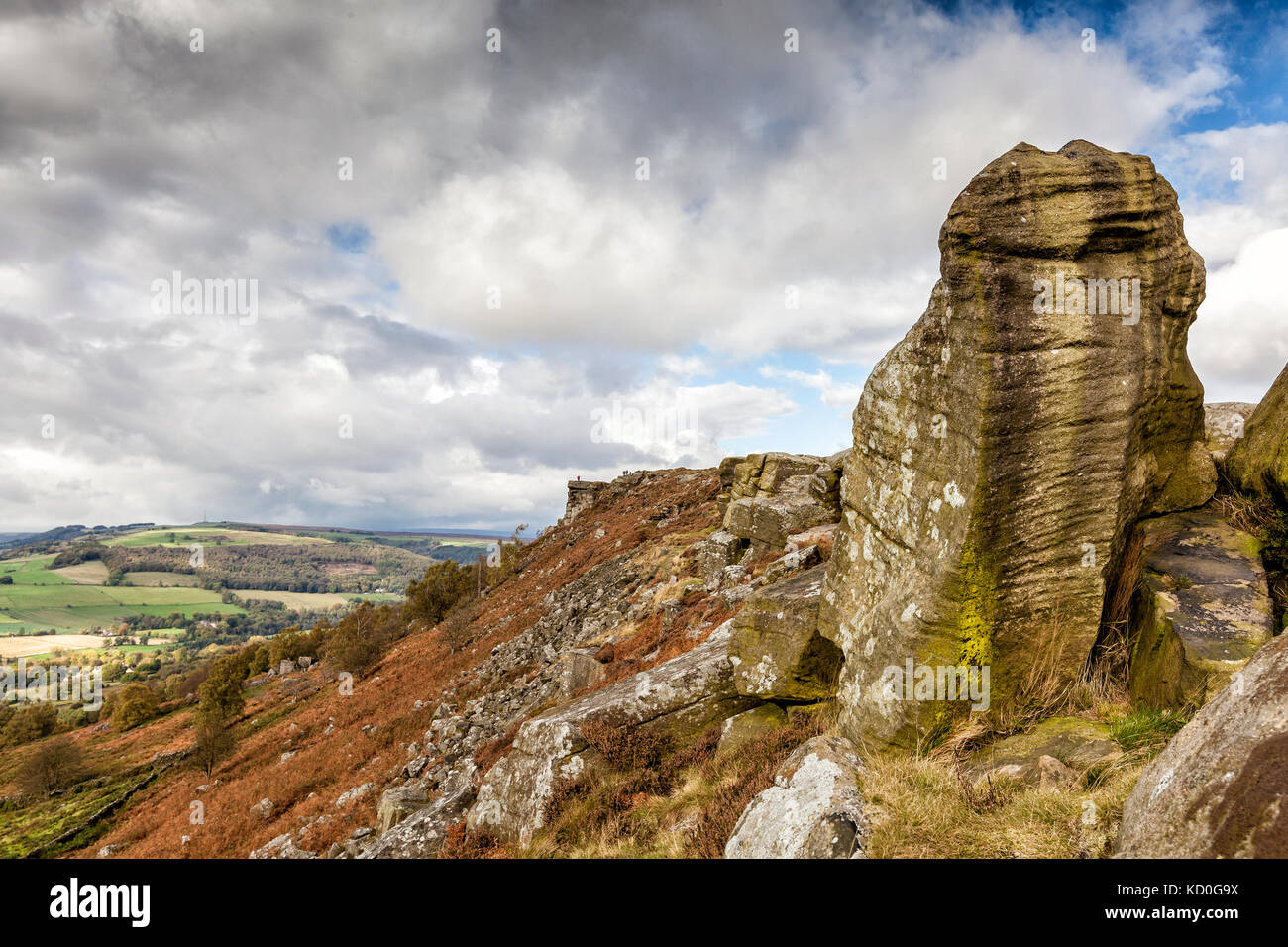 Curbar Kante, Peak District National Park, England. oktober 2017 Stockfoto