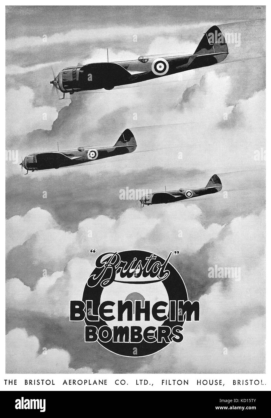 1939 britischen Werbung für die Bristol Blenheim leichter Bomber Aircraft. Stockfoto