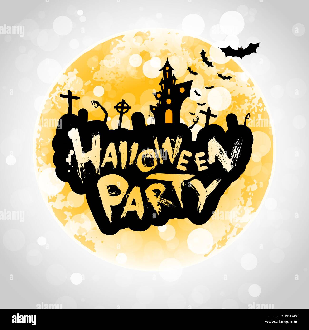 Halloween Party Poster mit Mond Stock Vektor