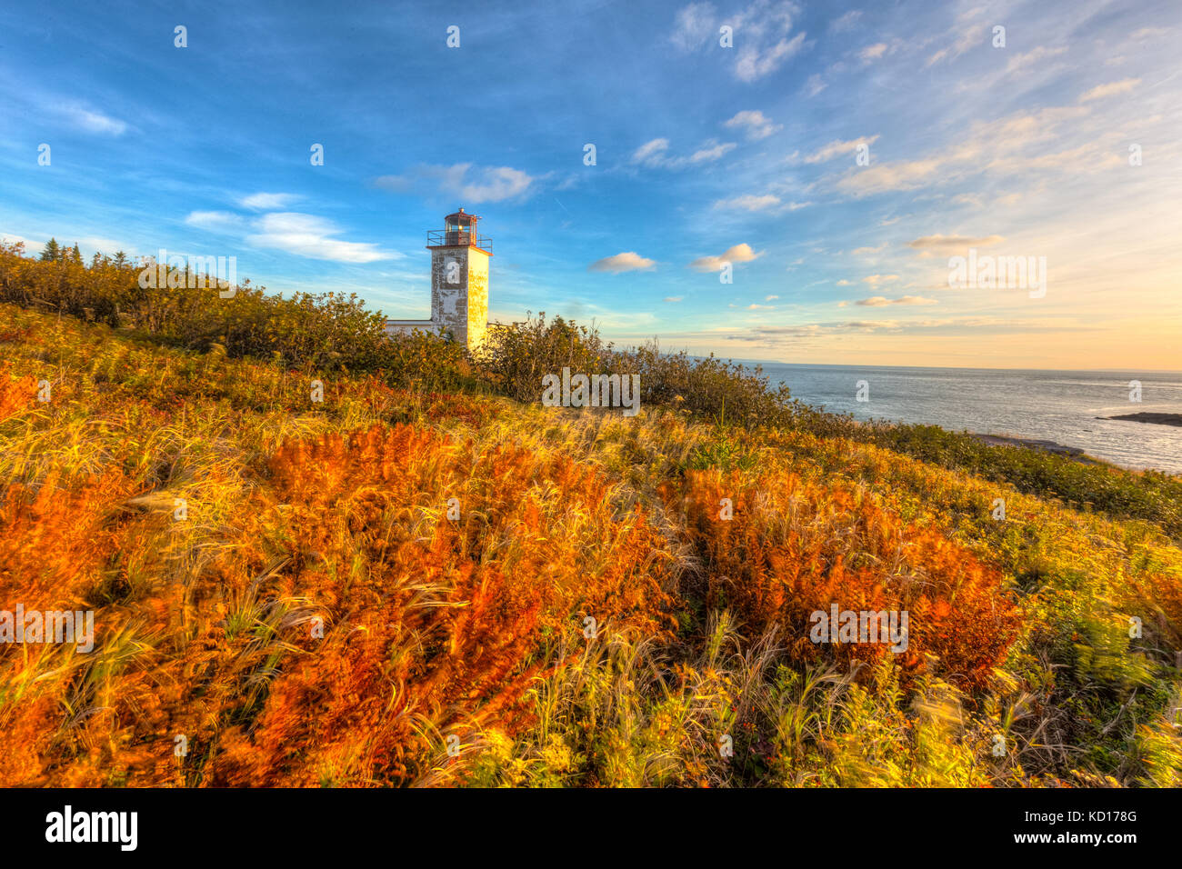 Quaco Head Lighthouse, Bucht von Fundy, New Brunswick Kanada Stockfoto