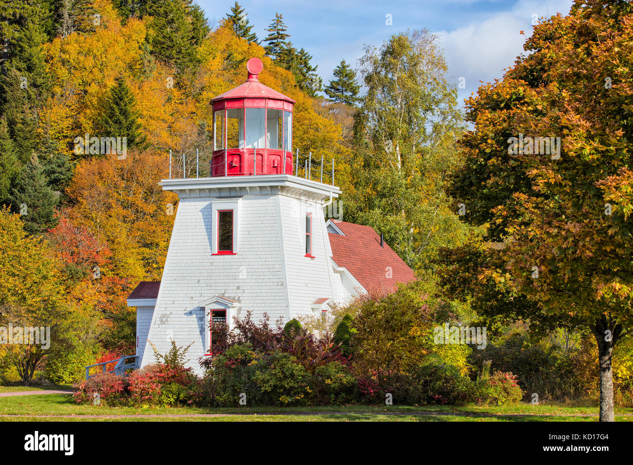 St. Martins Leuchtturm. Vaughan Creek, St. Martins, Bucht von Fundy, New Brunswick, Kanada Stockfoto