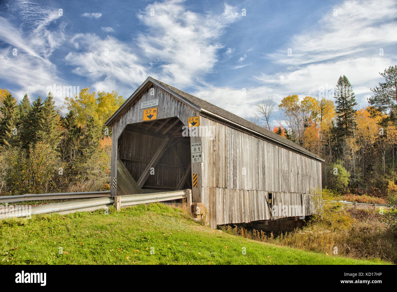 Die Gemeinde Bach #2 Covered Bridge, macfarlane, New Brunswick, Kanada Stockfoto