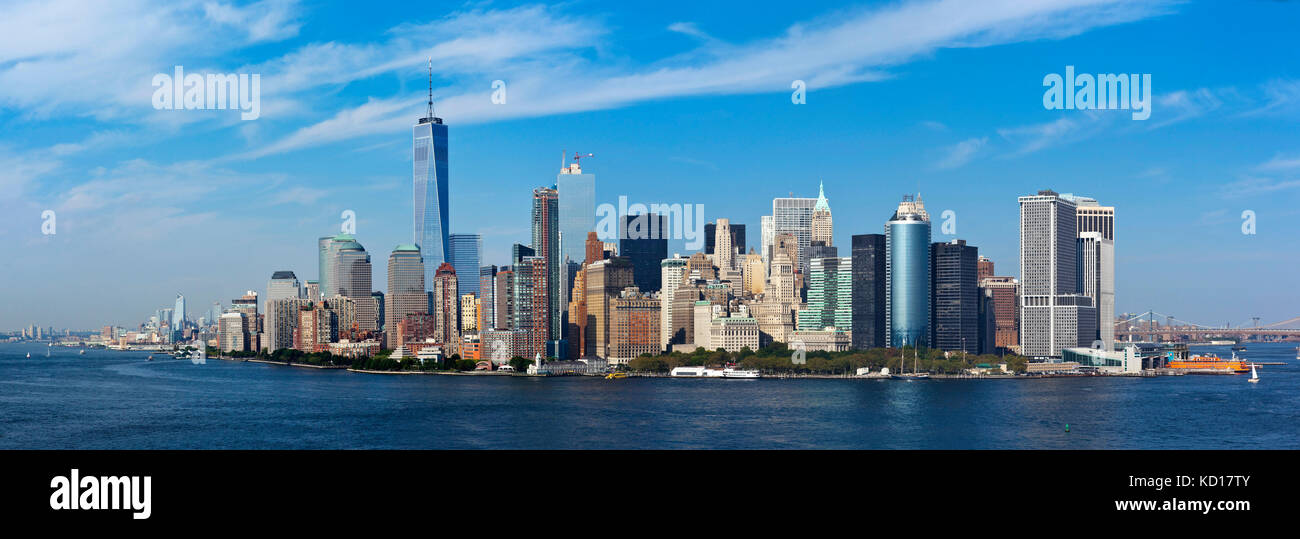 Southen Spitze von Manhattan als von der Upper New York Bay, New York City, New York, USA Stockfoto