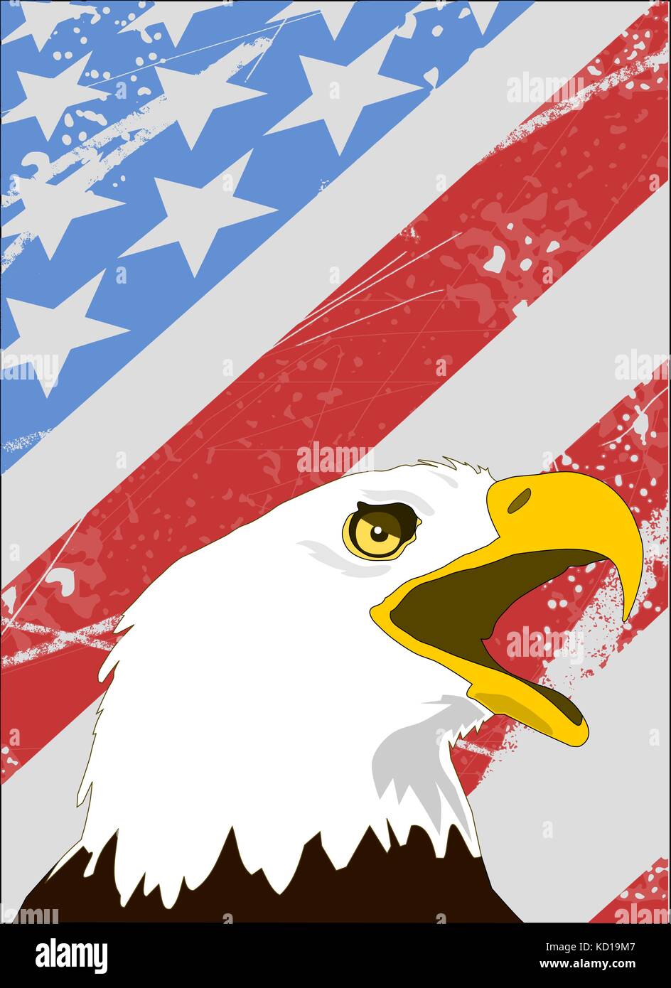Weißkopfseeadler auf amerikanische Flagge grunge Stil, Vektor, Abbildung Stock Vektor