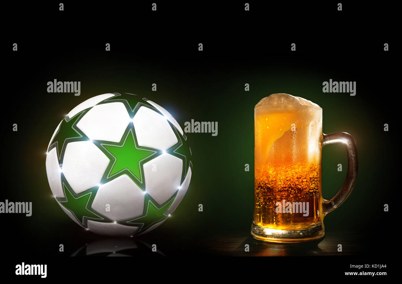 Sadimya ist bequem und schauen Fußball mit Bier. 3D-Rendern Stockfoto