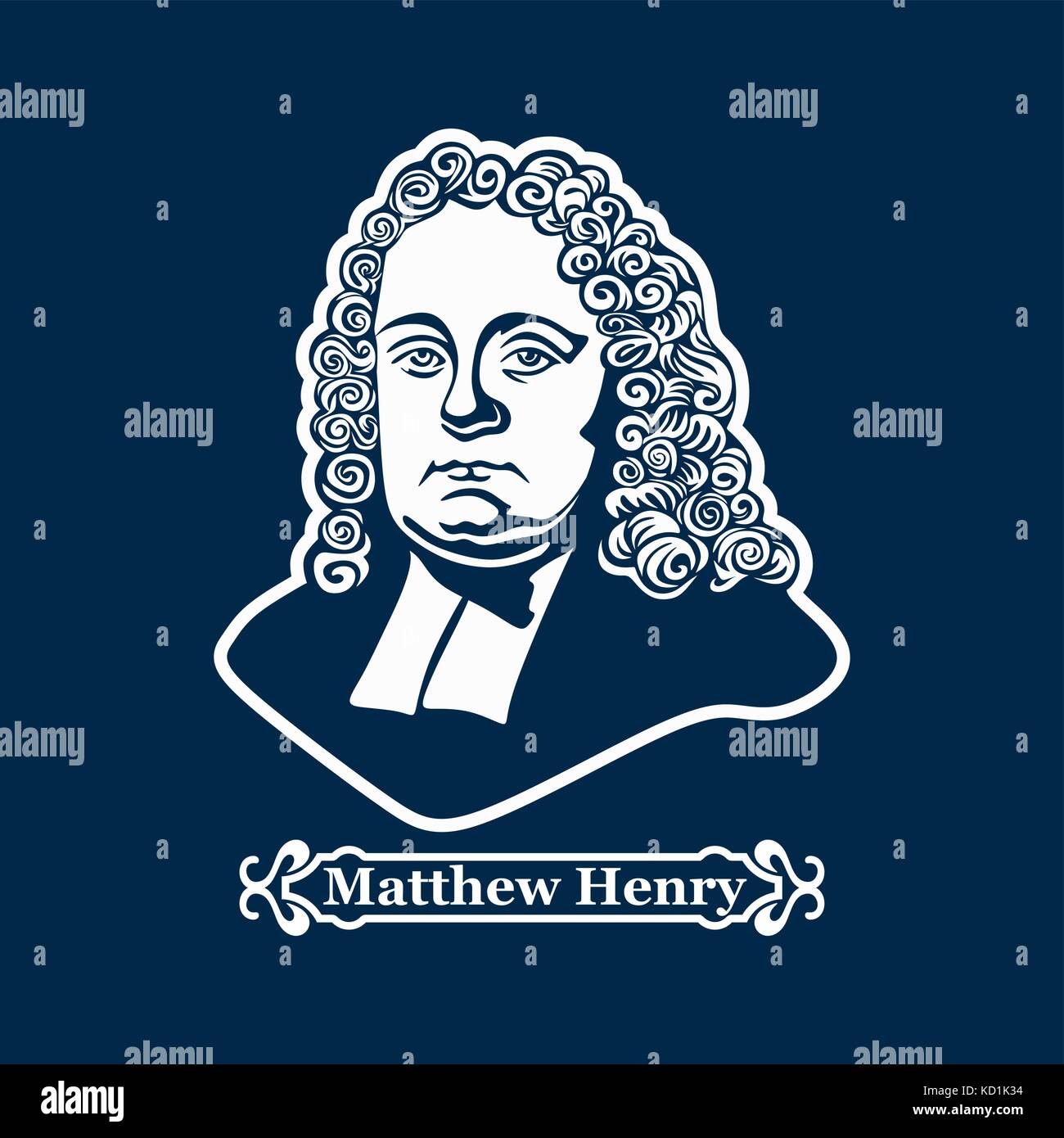 Matthew Henry. protestantismus. Die Staats- und Regierungschefs der Europäischen Reformation. Stock Vektor