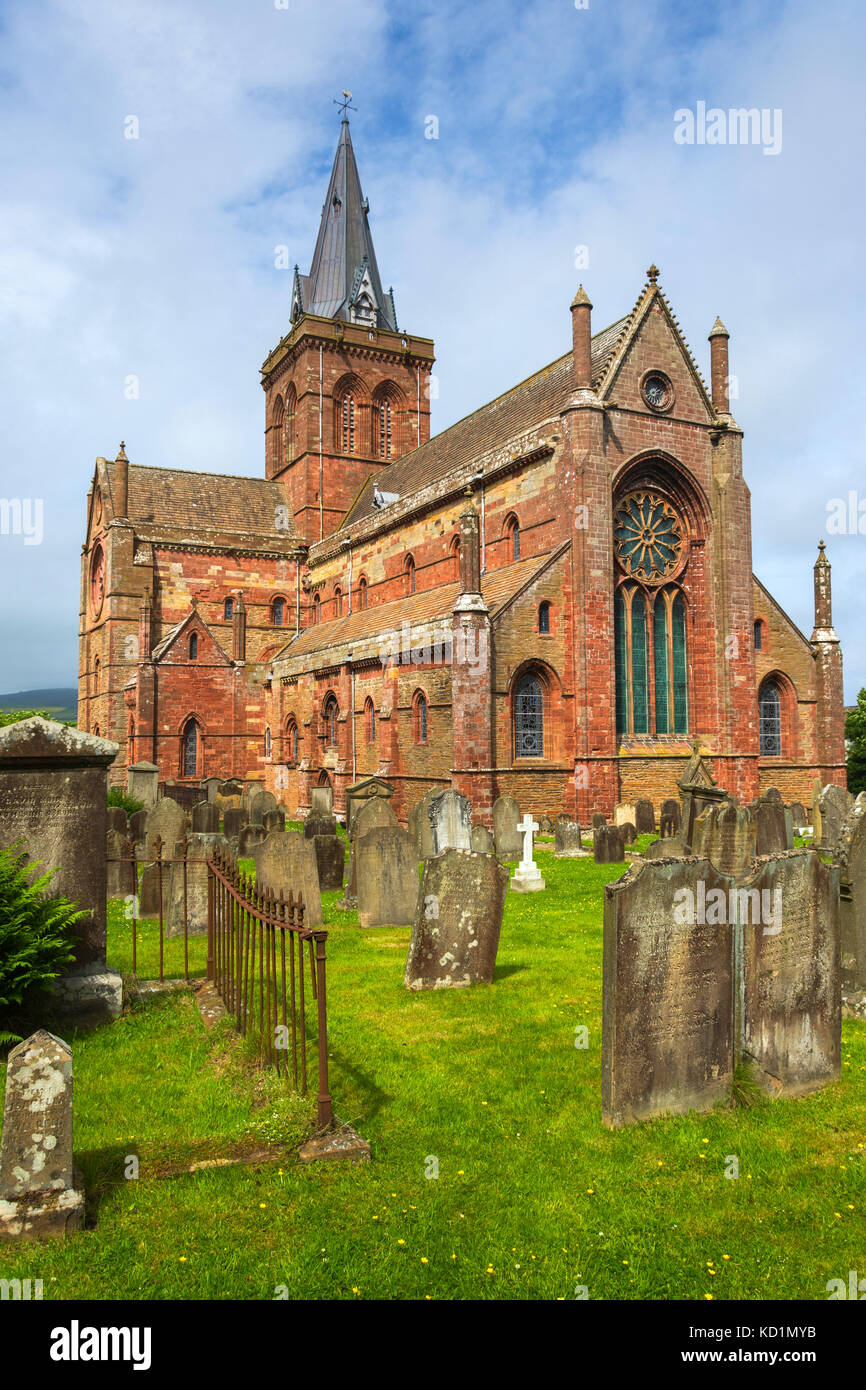 Die St. Magnus Kathedrale, Kirkwall, Orkney Mainland, Schottland, Großbritannien. Stockfoto