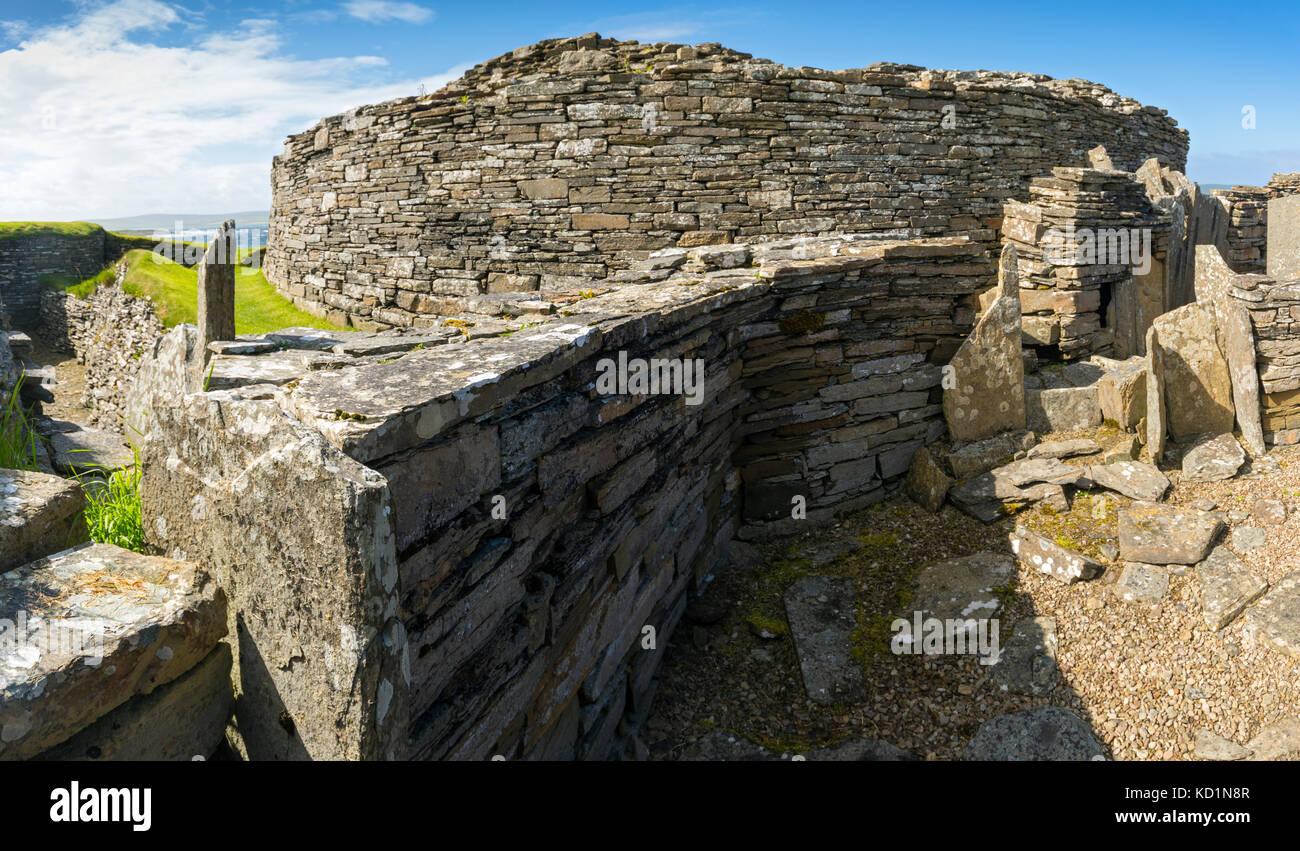 Midhowe Broch auf der Insel Rousay, Orkney Inseln, Schottland, Großbritannien. Stockfoto