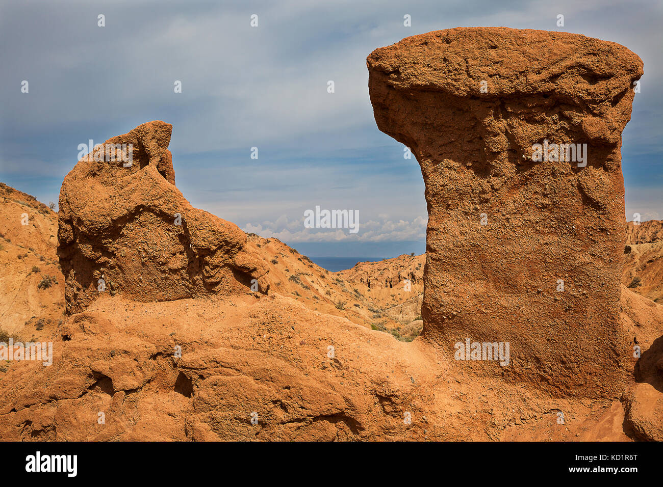 Panorama der Canyon Märchen oder skazka, Issyk-kul, Kirgisistan. Stockfoto