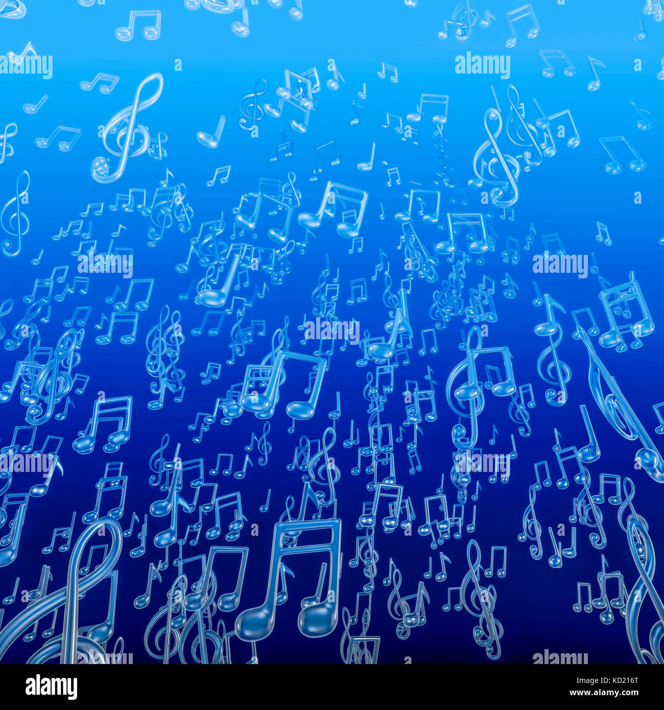 Unterwassermusik Blasen-/3D-Darstellung der musikalischen Hinweis Blasen steigen in Richtung Ozean Oberfläche Stockfoto