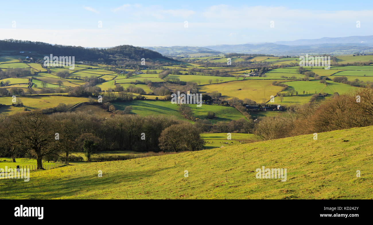Landschaft in der Nähe von Monmouth, Monmouthshire, Wales, UK. Februar Stockfoto
